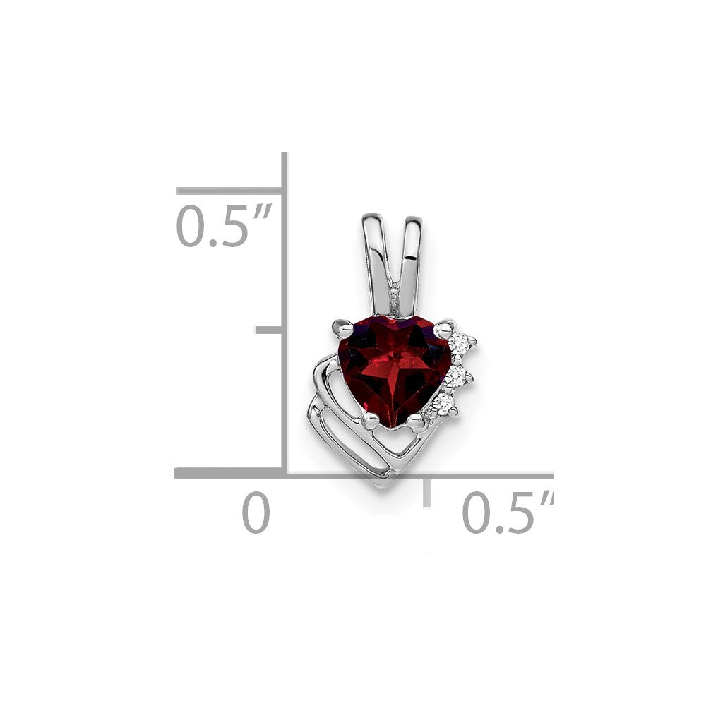 14k White Gold Garnet and Diamond Pendant