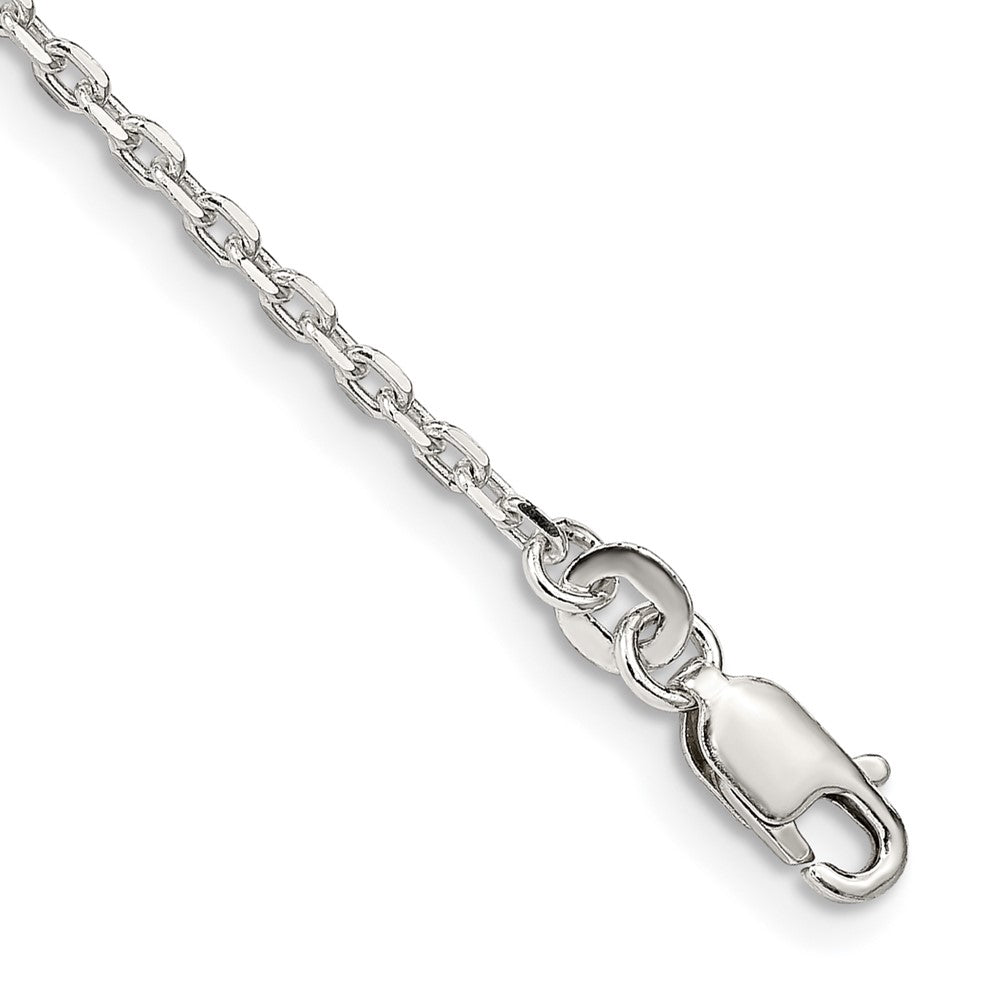 Sterling Silver 2mm Beveled Oval Cable Chain 7 inches