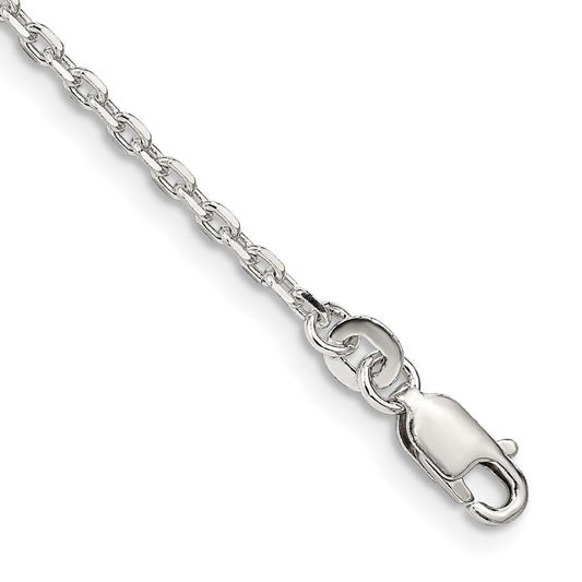Sterling Silver 2mm Beveled Oval Cable Chain 7 inches