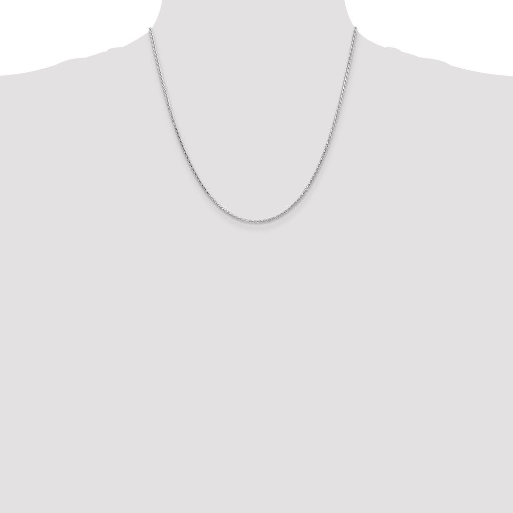 14K White Gold 20 inch 1.9mm Diamond-cut Parisian Wheat with Lobster Clasp Chain