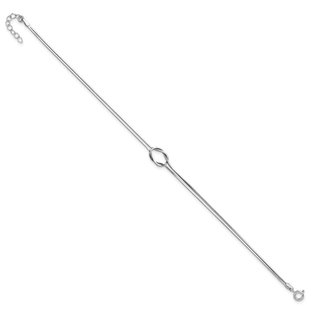 Sterling Silver RH-plated Fancy Loop 9in Plus 1in ext Anklet 9 inches