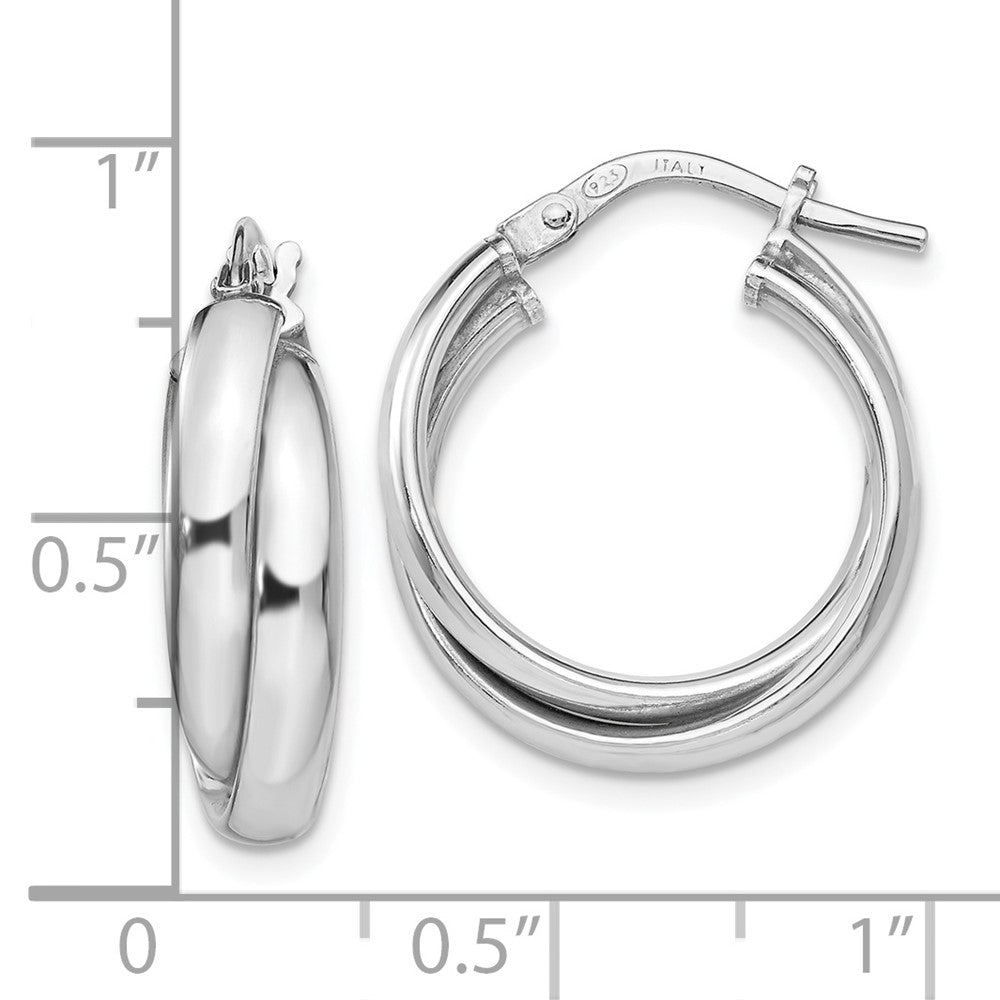 Sterling Silver RH-plated Polished Twisted Hoop Earrings