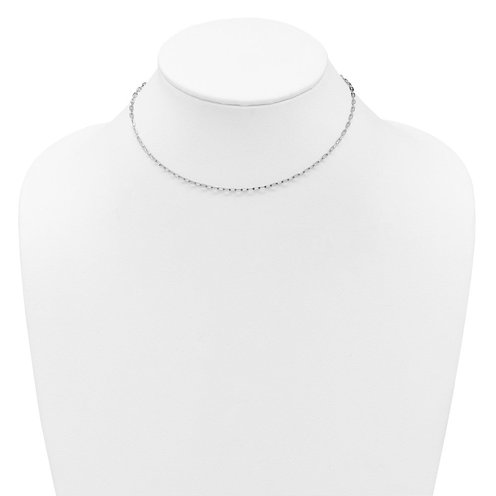 14K White Gold Adjustable 2mm Flat Cable Chain