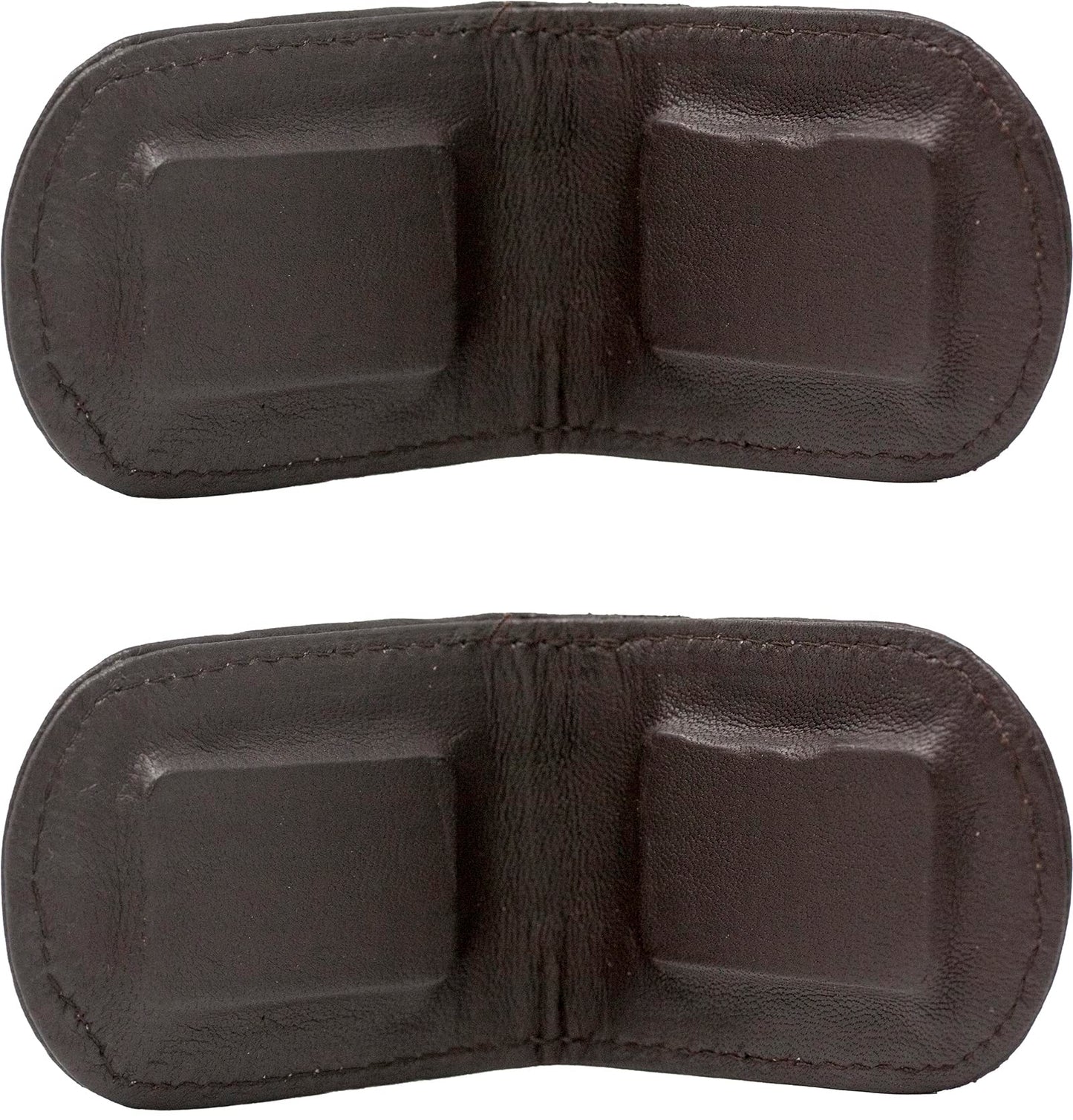 Set of 2 - Made in India Genuine Cowhide Slim Leather Magnetic Money Clip (Brown)