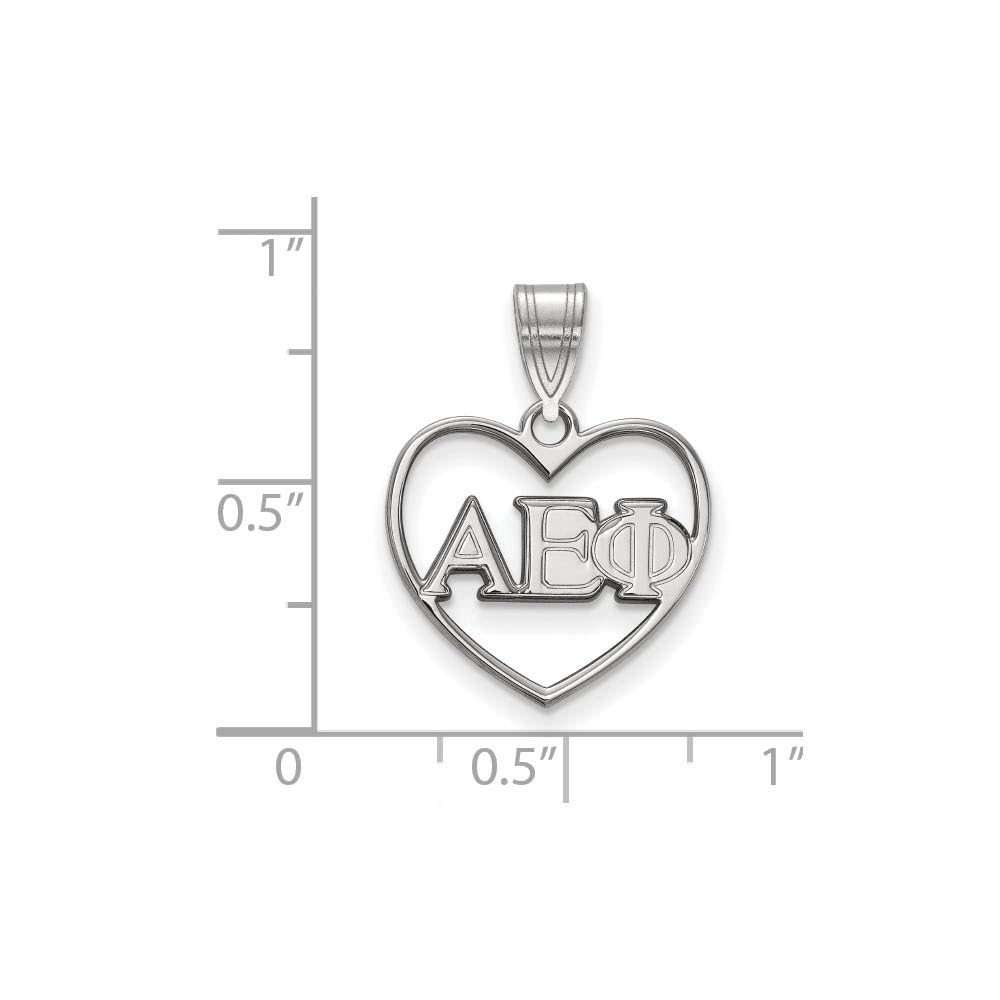 Sterling Silver Official Licensed Greek Sororities Alpha Epsilon Phi Heart Pendant