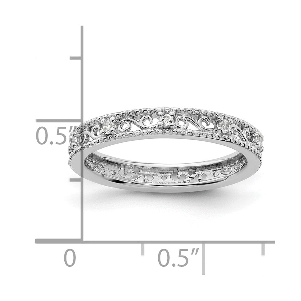 Sterling Silver Stackable Expressions White Topaz Ring Size -10