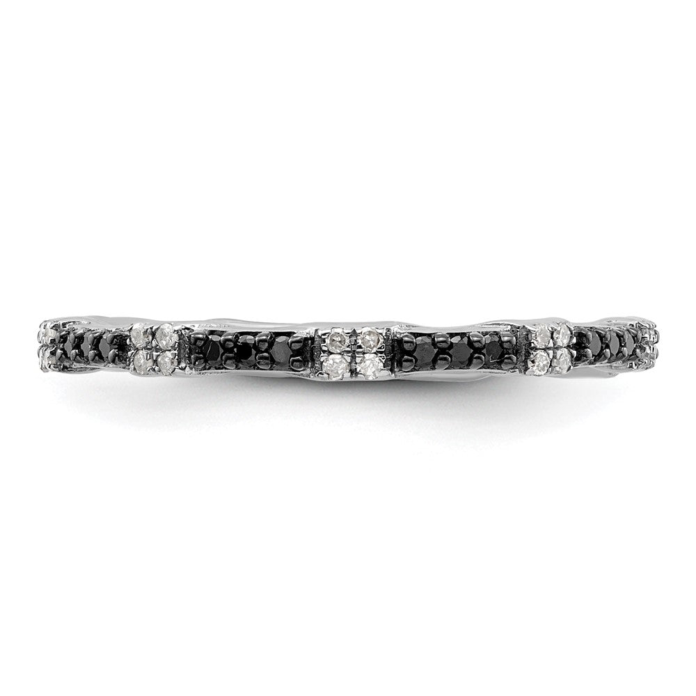 Sterling Silver Stackable Expressions Black & White Diamond Ring Size -8