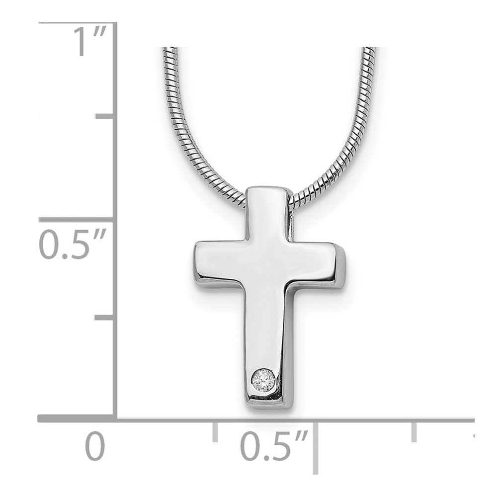 White Ice Sterling Silver Rhodium-plated 18 Inch Diamond Cross Necklace with 2 Inch Extender 18 Inches
