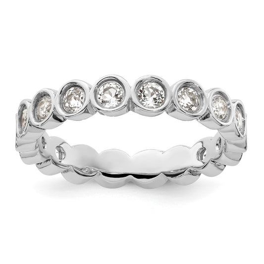 Sterling Silver Stackable Expressions White Topaz Ring Size -8