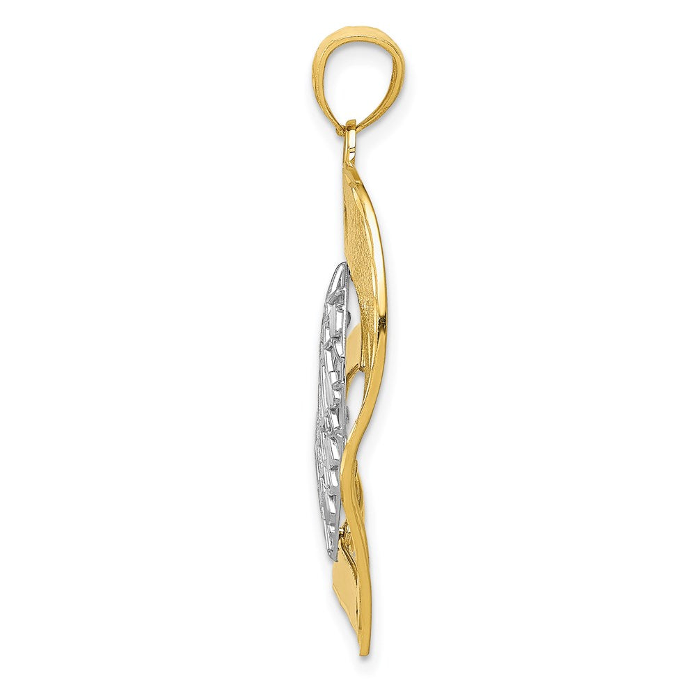14K Two-tone Polished Heart Pendant