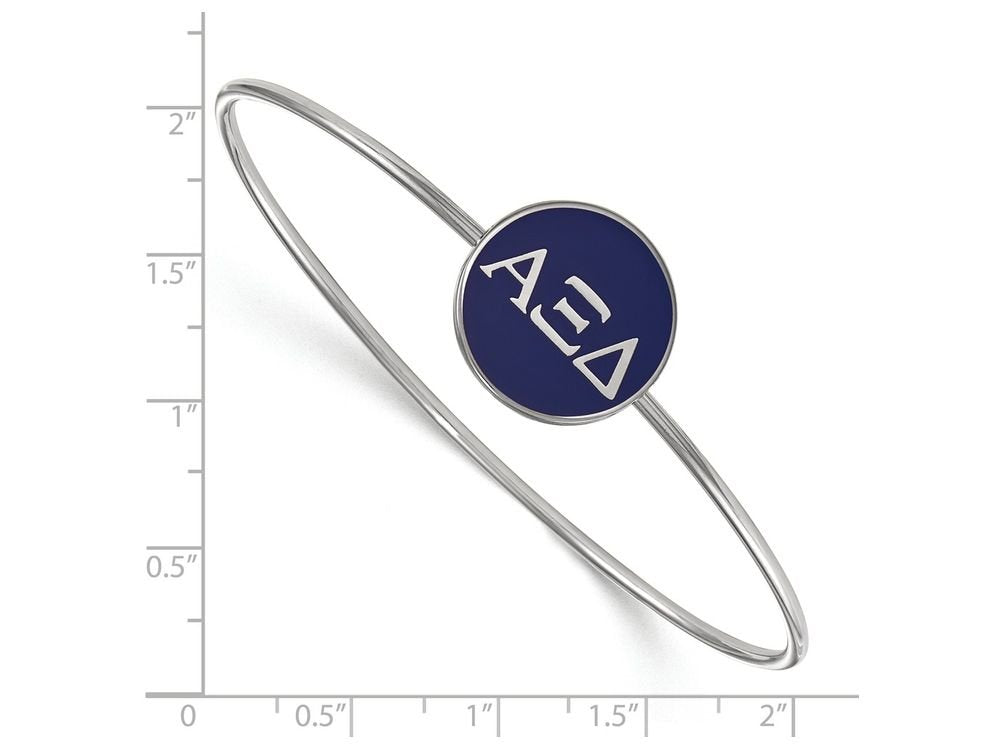 LogoArt Sterling Silver Rhodium-plated Alpha Xi Delta Enameled Slip-on Bangle
