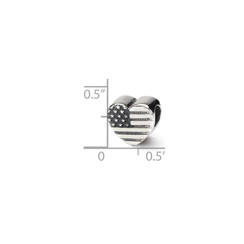 Sterling Silver Reflections Heart Flag Bead