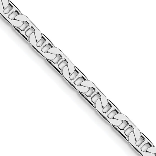Sterling Silver Rhodium-plated 3.75mm Flat Anchor Chain 22 Inches