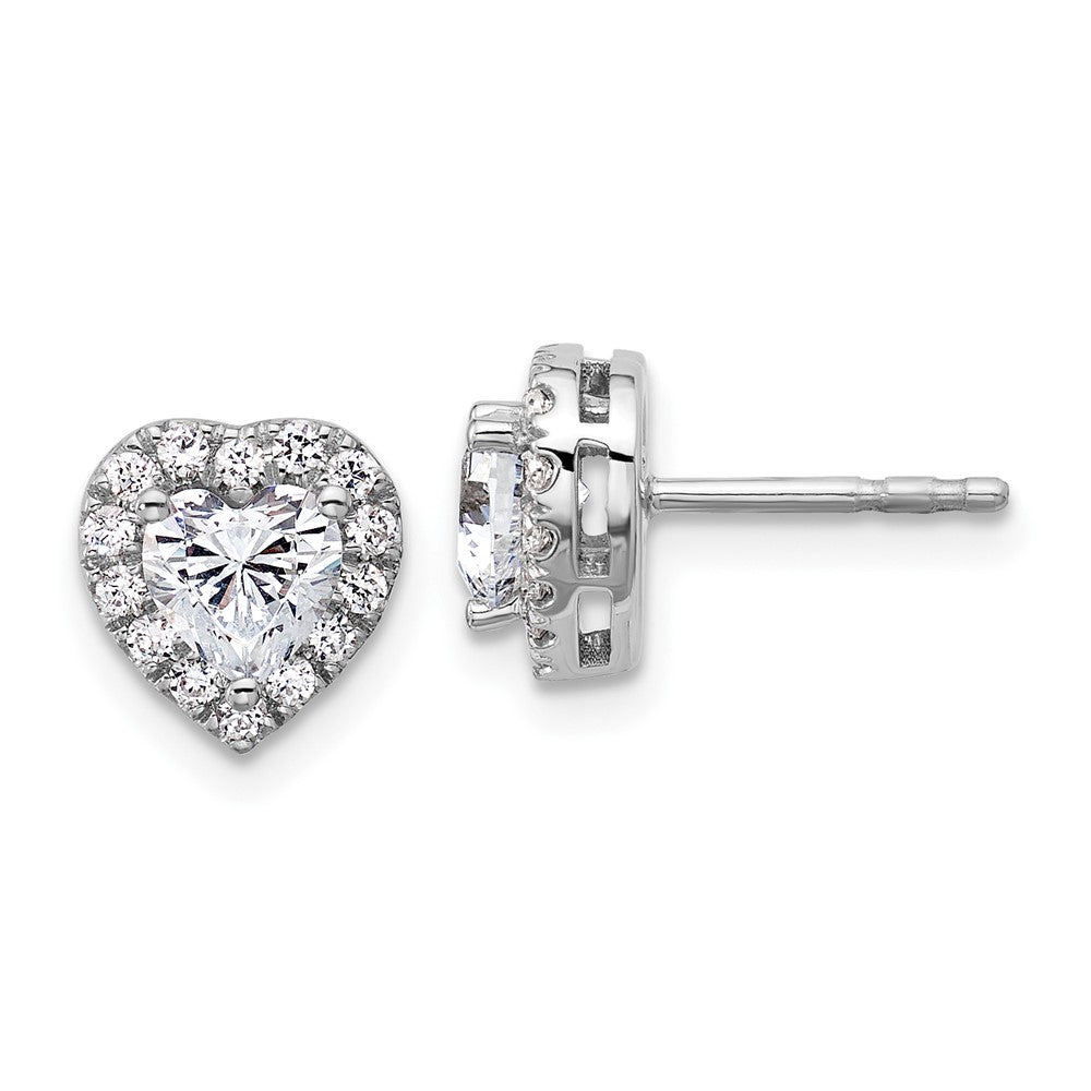 14K White Gold 1/4 Carat Lab Grown Diamond VS/SI+ G+ Half Center Semi-Mount Halo Heart Post Earrings