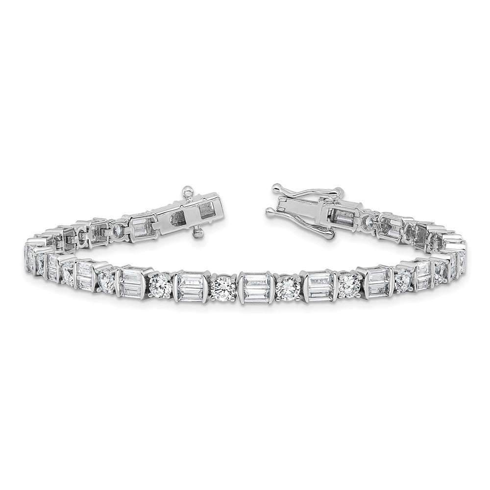 Sterling Shimmer Sterling Silver Rhodium-plated CZ 59 Stone 7.25 inch Bracelet 7.25 inches