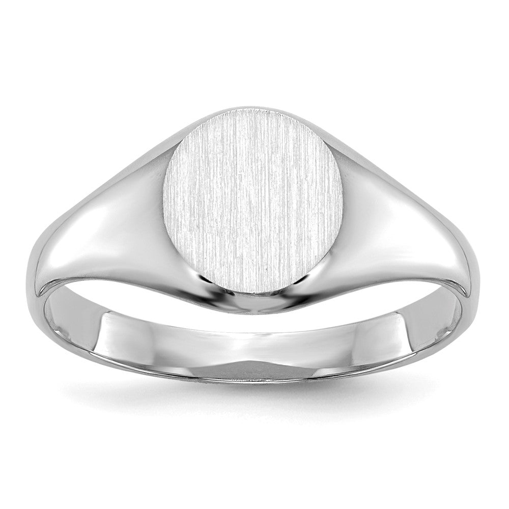 14k White Gold Childs Closed Back Signet Ring Size 5