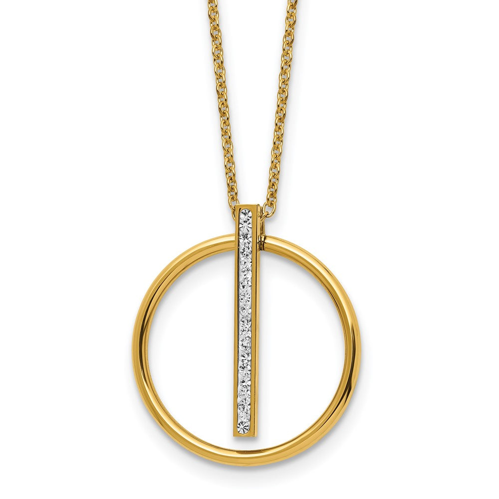 Stainless Steel Polished Yellow IP w/Preciosa Crystal w/2in ext. 16in Neckl