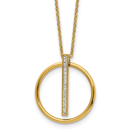 Stainless Steel Polished Yellow IP w/Preciosa Crystal w/2in ext. 16in Neckl
