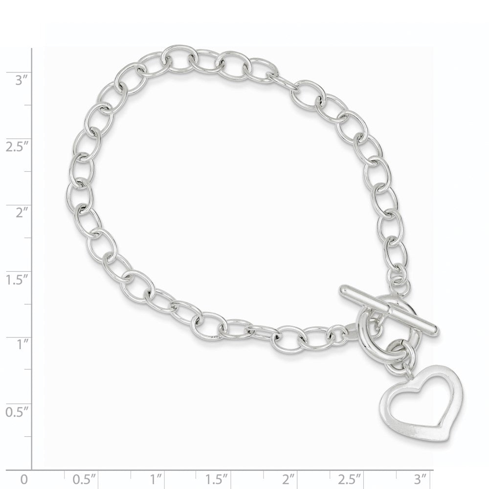 Sterling Silver Open Link Heart Bracelet 8.5 inches
