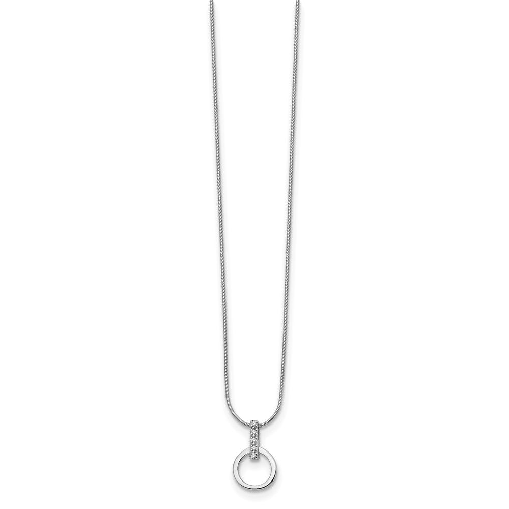 White Ice Sterling Silver Rhodium-plated 18 Inch Open Circle Diamond Necklace with 2 Inch Extender 18 Inches