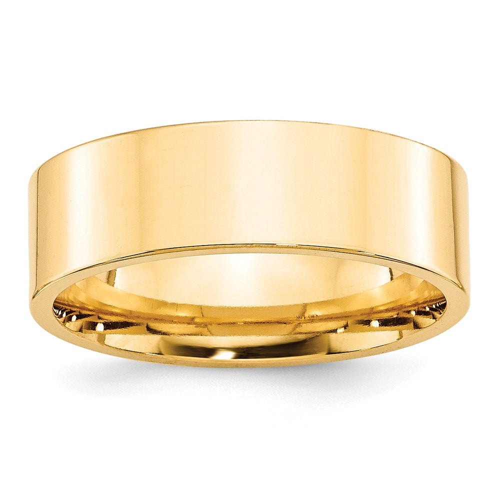 14k Yellow Gold 7mm Standard Weight Flat Comfort Fit Wedding Band Size 6