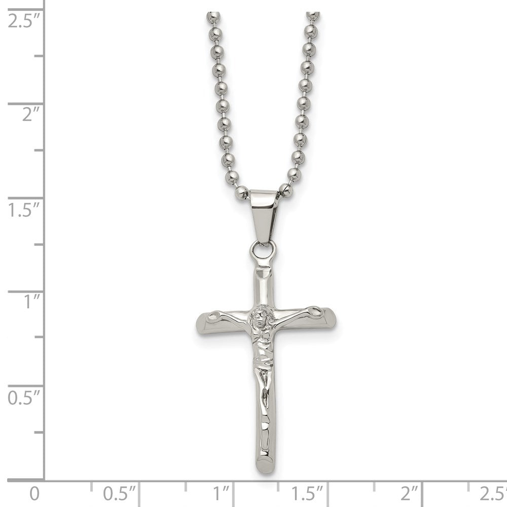 Stainless Steel Polished Crucifix 20in Necklace