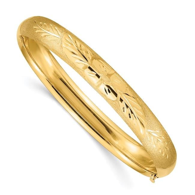 14k 5/16 Florentine Engraved 8.00mm Hinged Round Bangle Bracelet