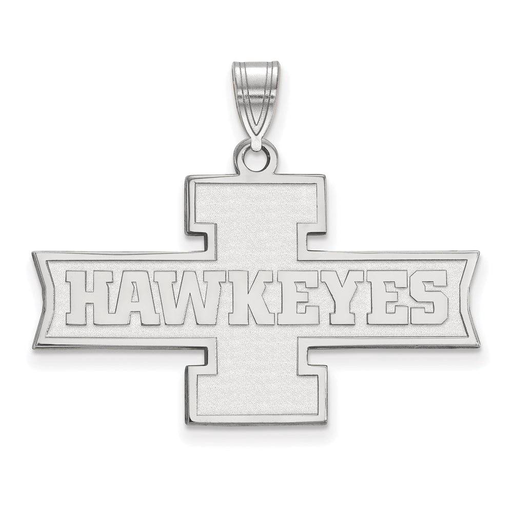 Sterling Silver Rhodium-plated LogoArt University of Iowa Hawkeyes Medium Pendant QSS073UIA