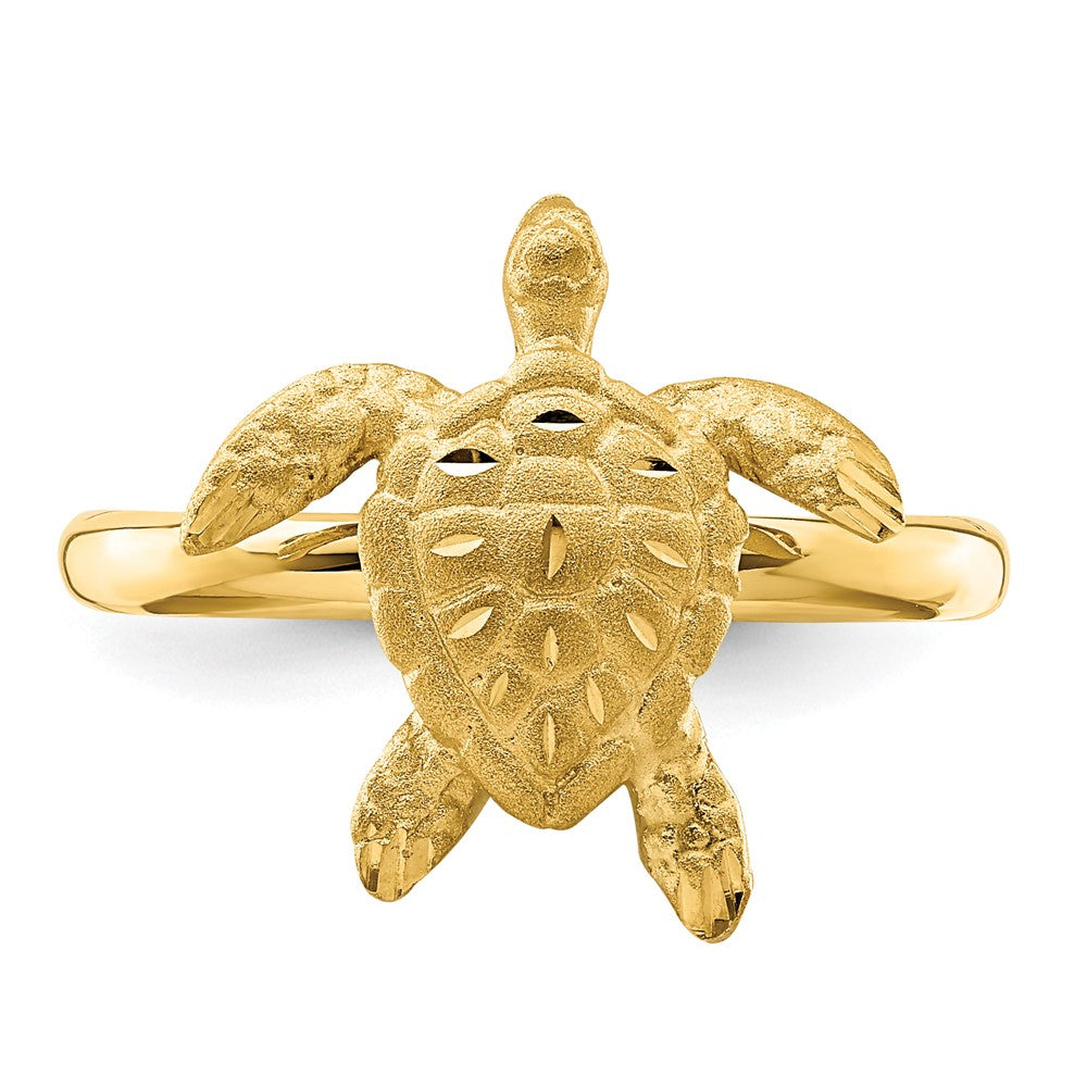 14K Brushed & Polished D/C Turtle Ring Size 7