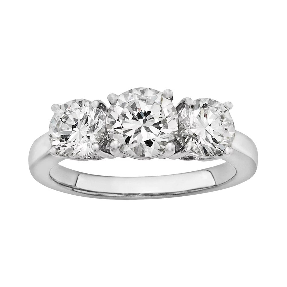 Sterling Silver Rhodium-plated Diamonore 3 Stone Ring