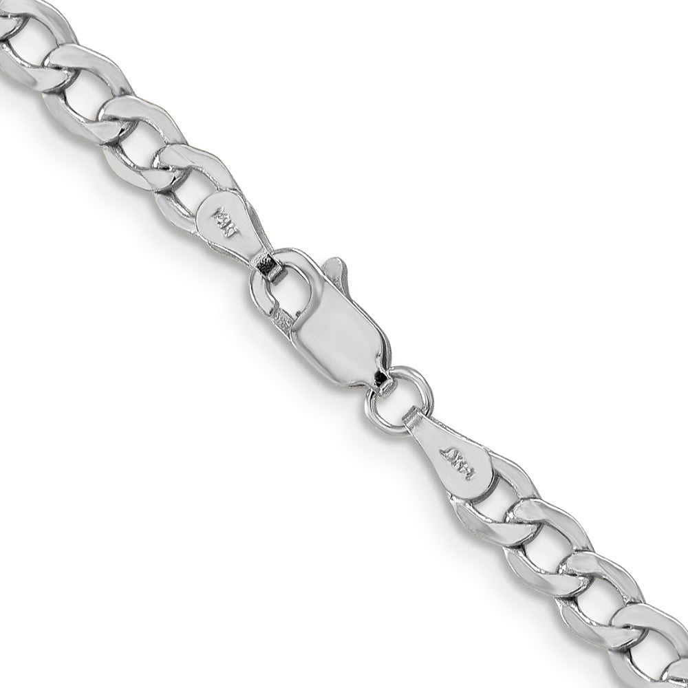 14K White Gold 22 inch 4.3mm Semi-Solid Curb with Lobster Clasp Chain