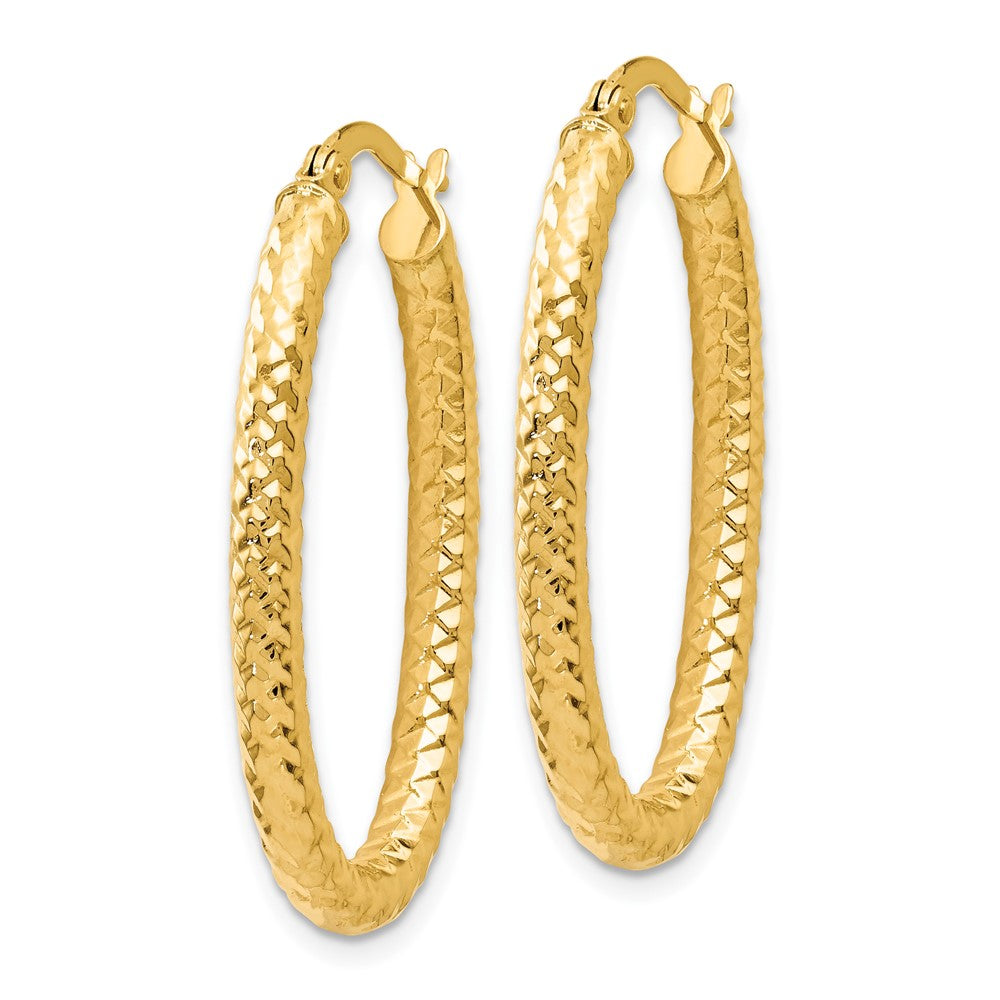 10K ForeverLite Polished and Textured Oval Hoop Earrings