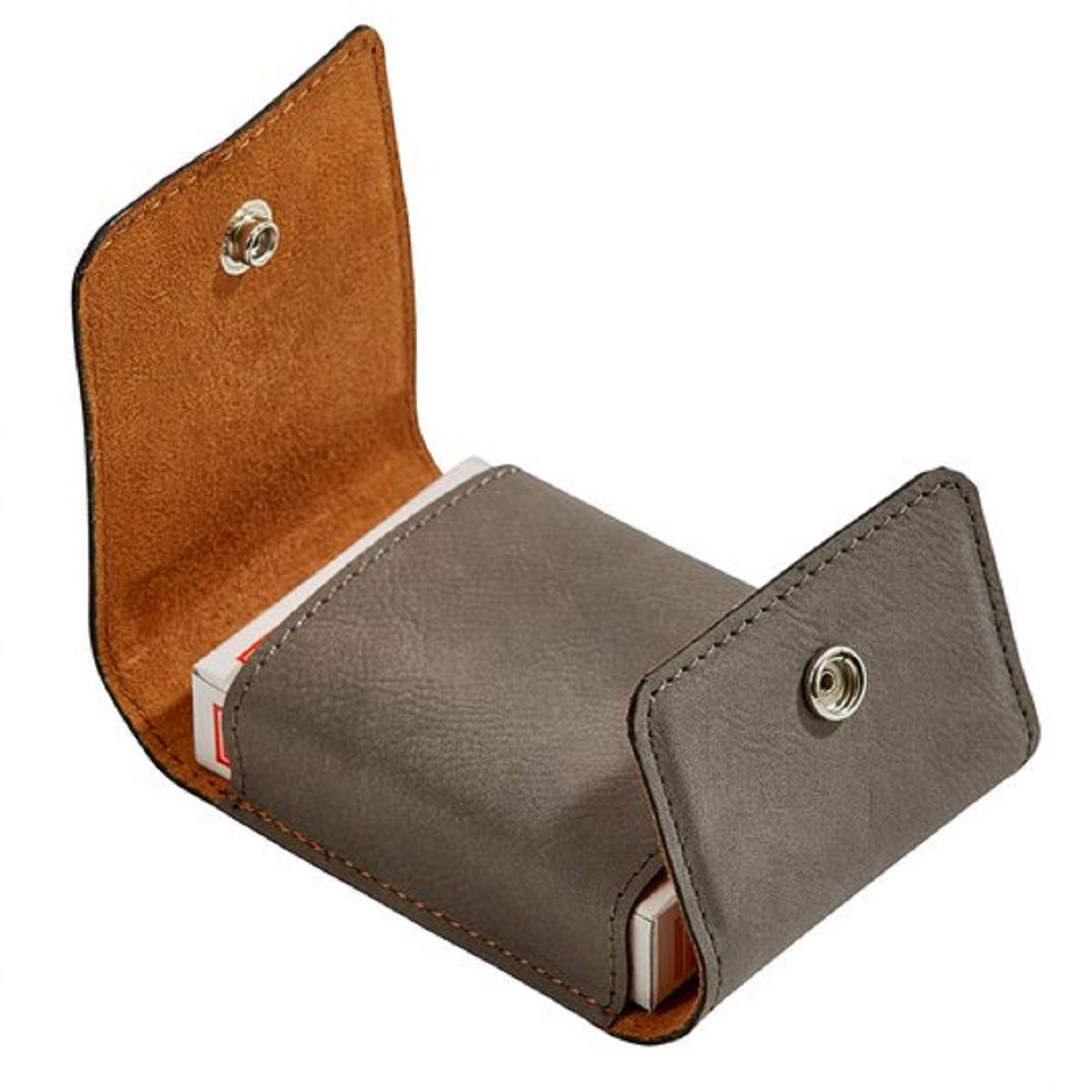 3.75" x 3" Taupe Gray Leatherette Playing Cards Case