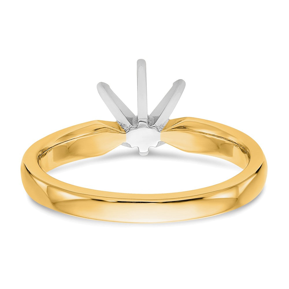 14k Two-Tone 3/4 carat Medium-Weight Comfort-Fit 6-Prong Round Solitaire Ring Mounting