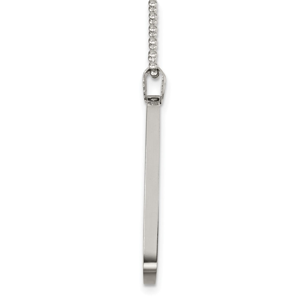 Stainless Steel Brushed & Polished Round Edge 4mm Dog Tag 24in Necklace