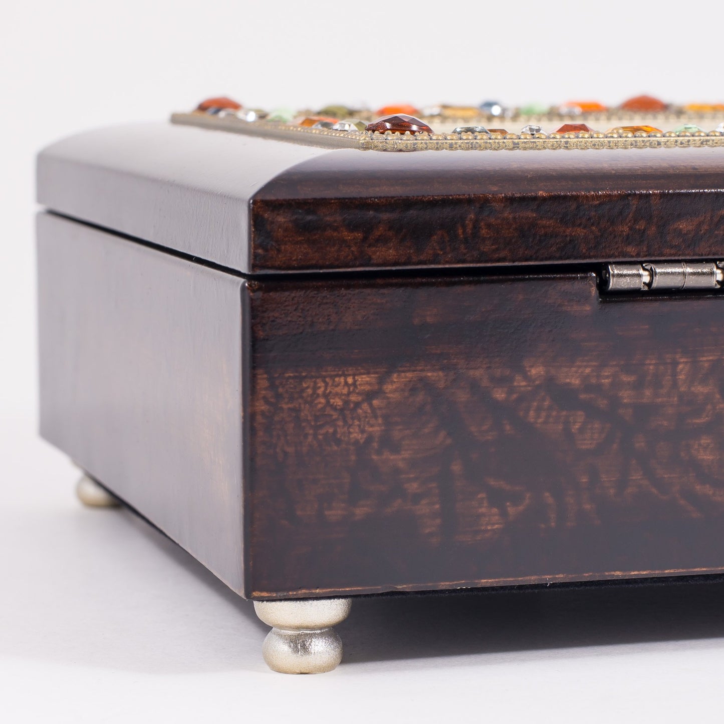 Mother You Will Burlwood Finish Jeweled Lid Jewelry Music Box Plays Tune You Are My Sunshine