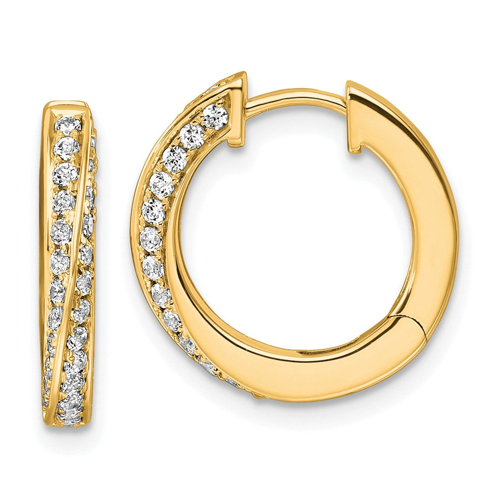 True Origin 14k 5/8 carat Lab Grown Diamond VS DEF Twisted Hinged Hoop Earrings