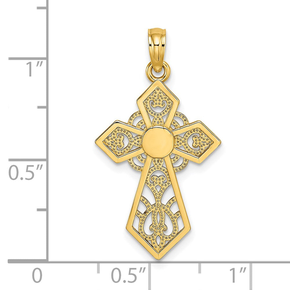14K Polished and Lace Cross Charm