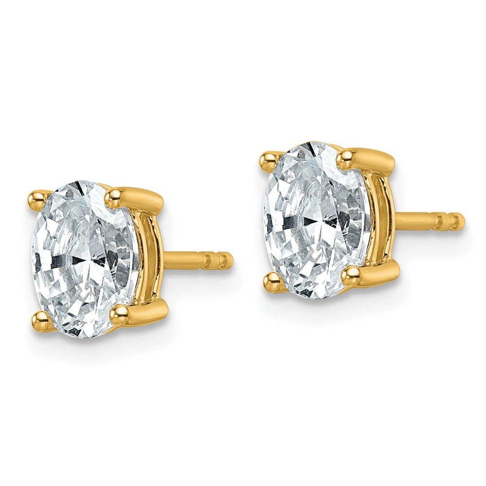 14k Yellow Gold 1 1/2 ctw Certified Lab Grown Diamond VS+ F+ Oval 4 Prong Heavy Wt. Stud Earrings