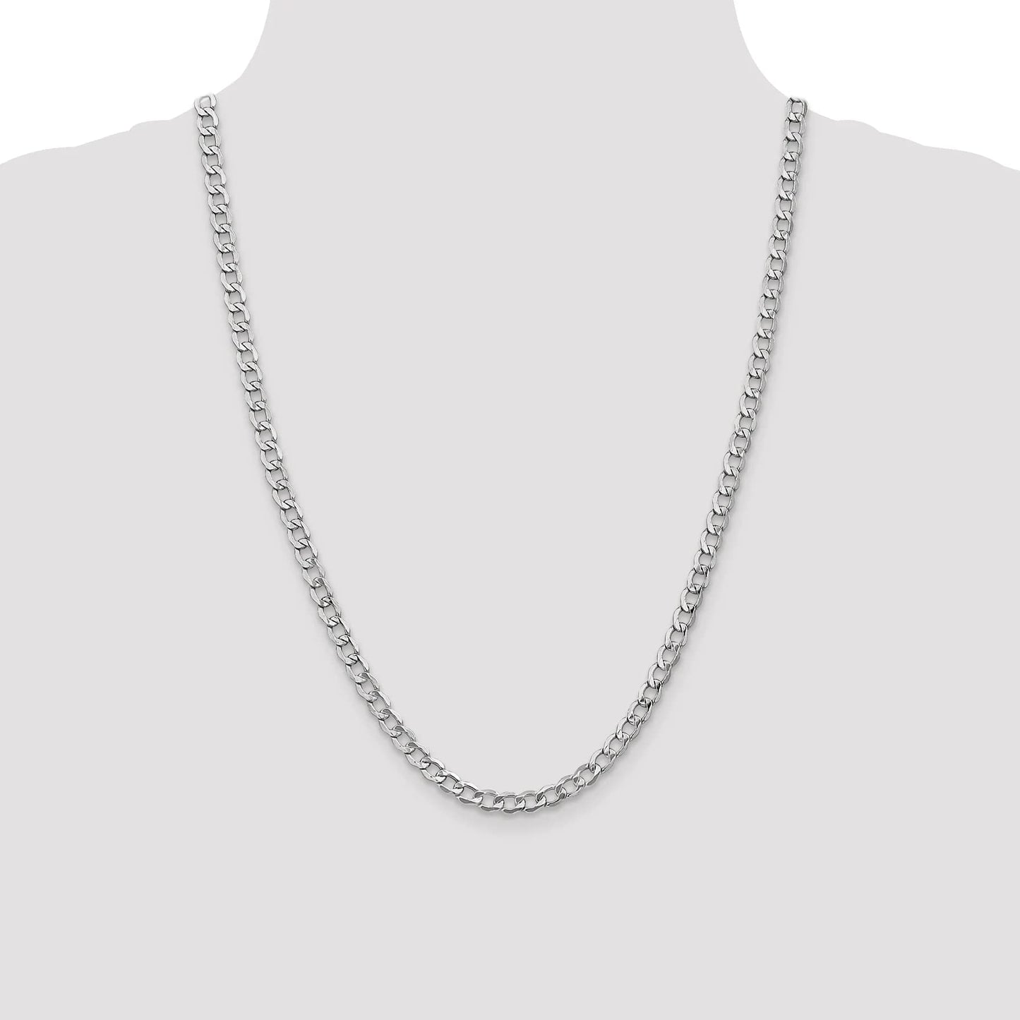 14K White Gold 18 inch 5.25mm Semi-Solid Curb with Lobster Clasp Chain
