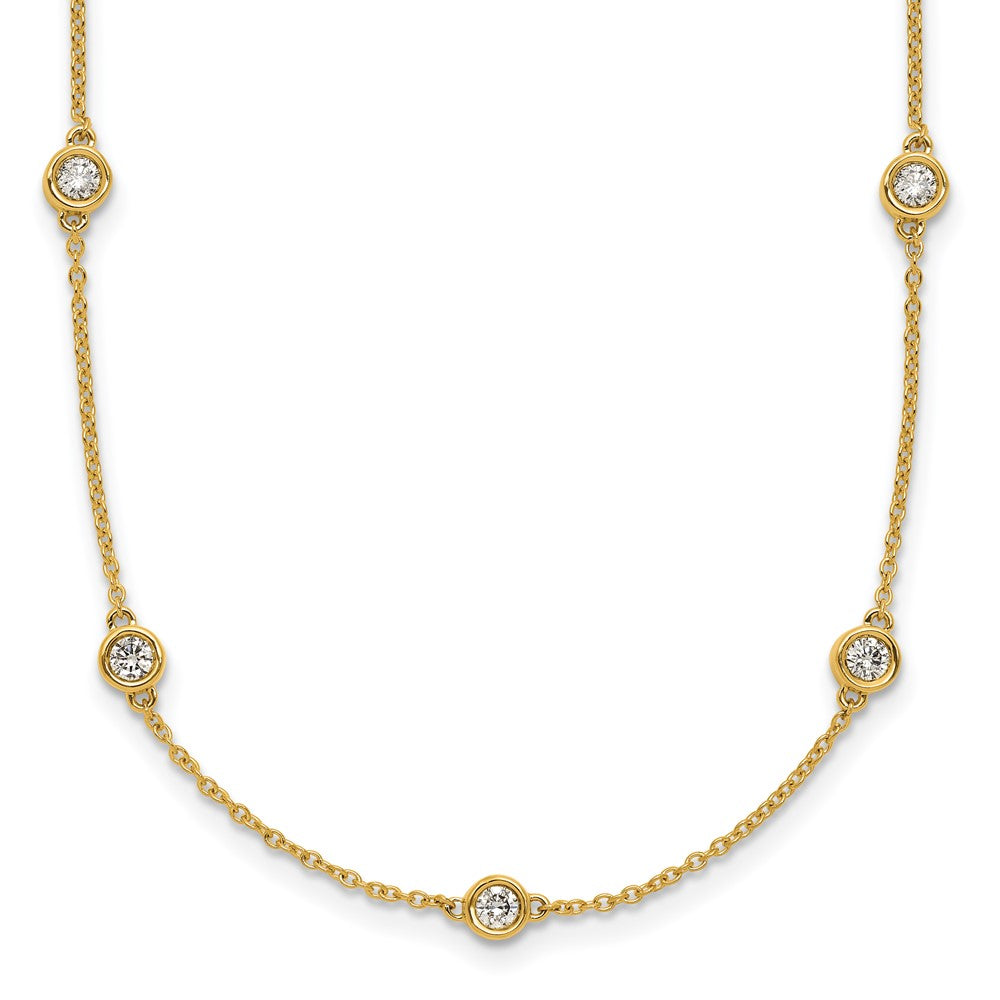 14k Complete 7/8 carat Bezel-set Diamond and Cable Chain 15-Station 18 inch Necklace