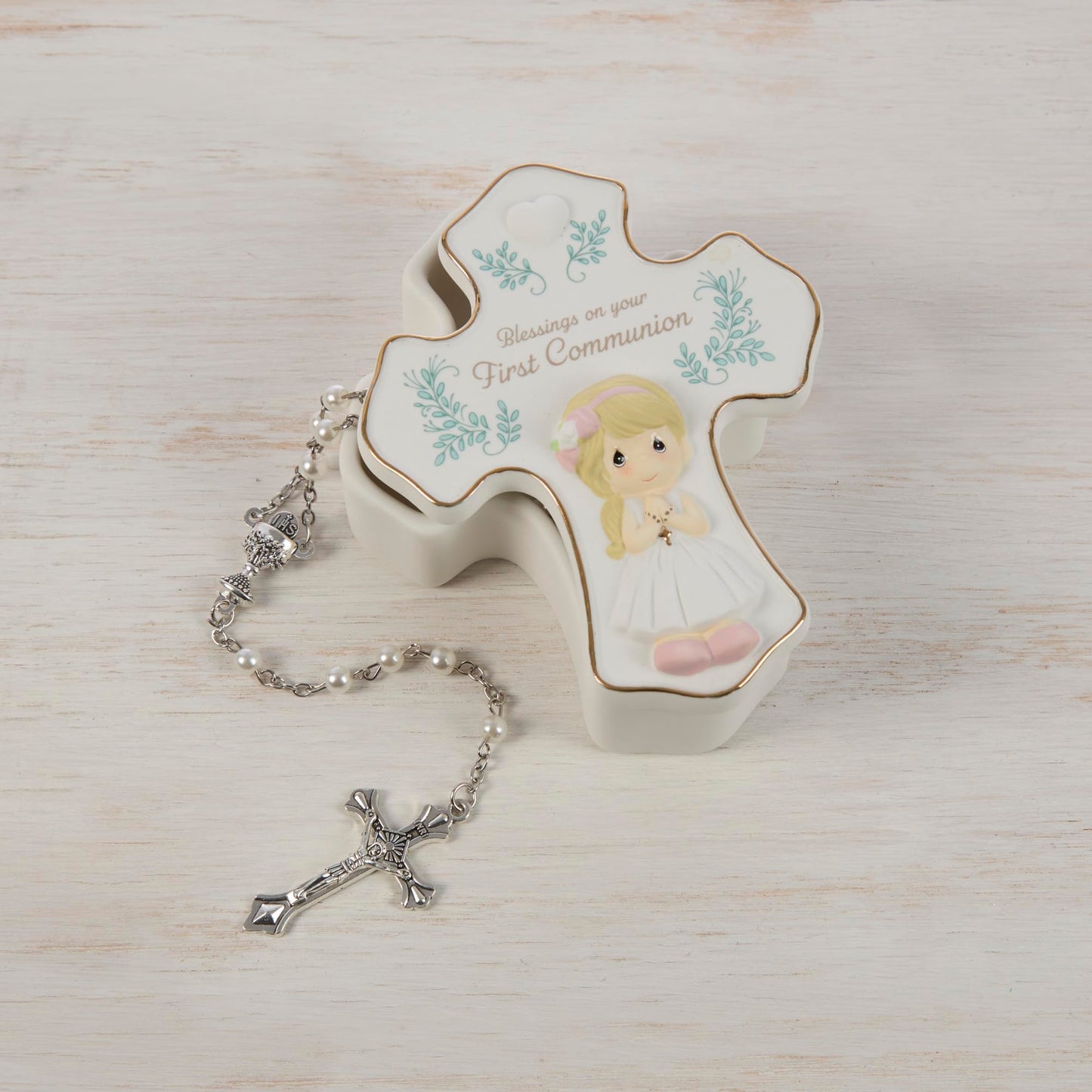 Precious Moments Blessings On Your First Communion Girl Rosary Box with Rosary, Count 1