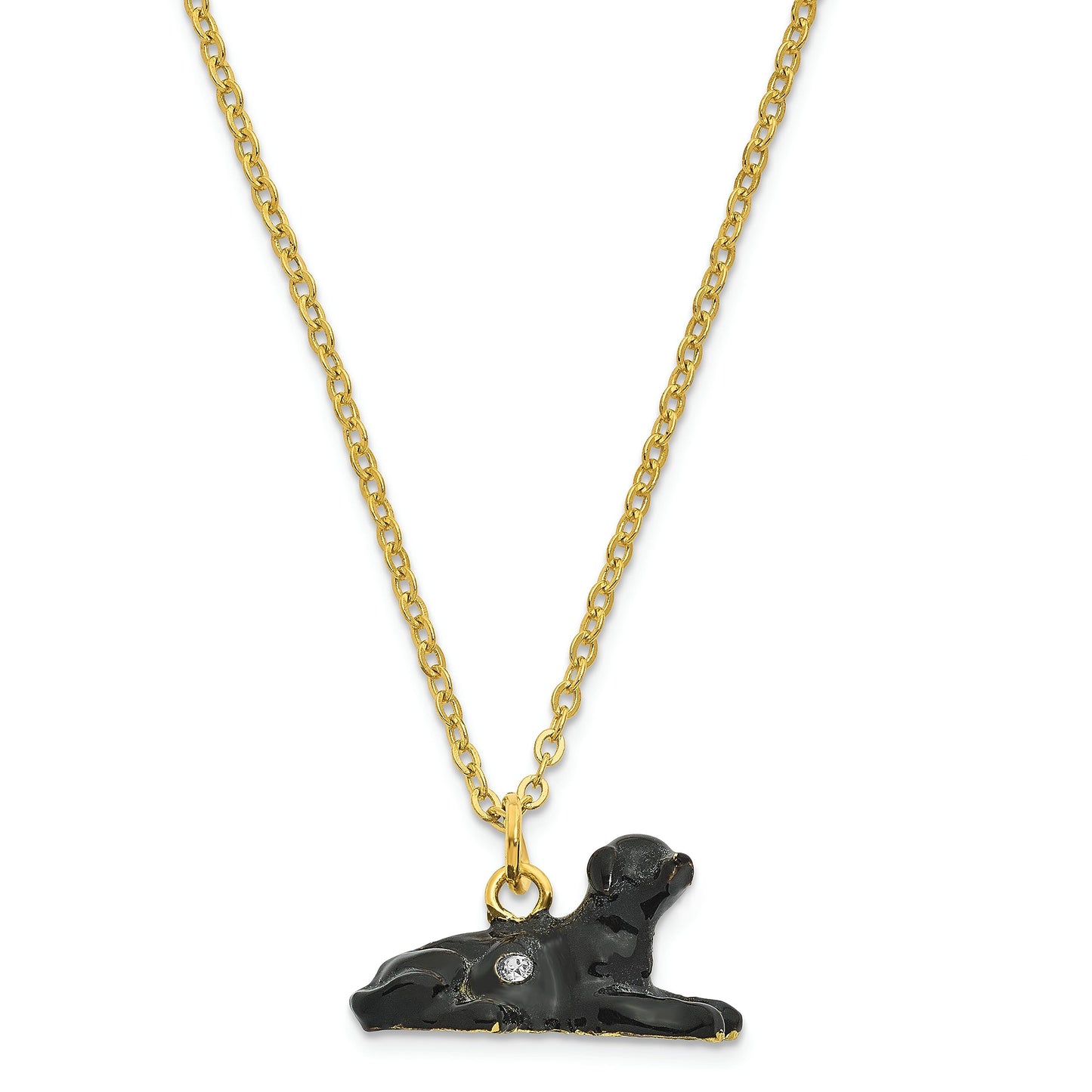 Bejeweled Black Labrador Trinket Box with Charm Pendant
