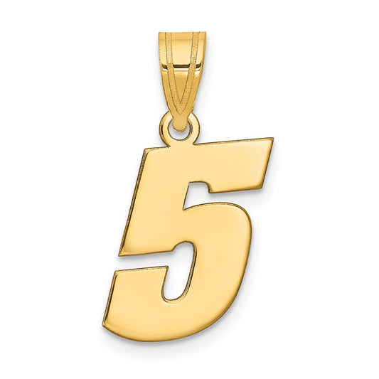 14k Polished Block Number 5 Pendant
