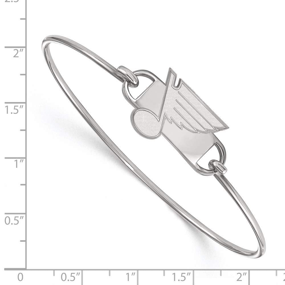 Sterling Silver Rhodium Plated NHL LogoArt St. Louis Blues Wire Bangle