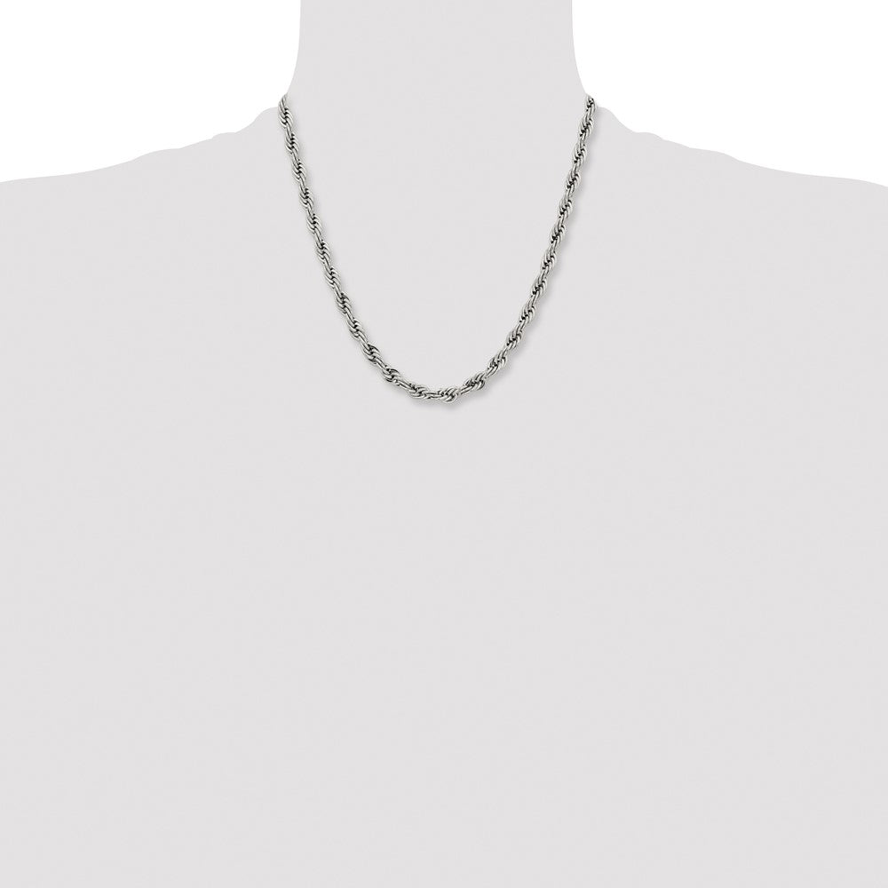 Stainless Steel Polished 7mm 22in Rope Chain