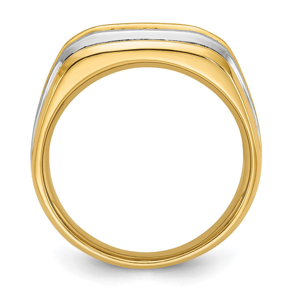 IBGoodman 14k Two-tone Men's Polished Satin and Grooved 5-Stone 1/2 Carat AA Quality Diamond Ring