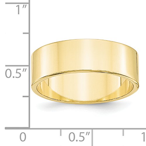 10k Yellow Gold 7mm Lightweight Flat Wedding Band Size 10