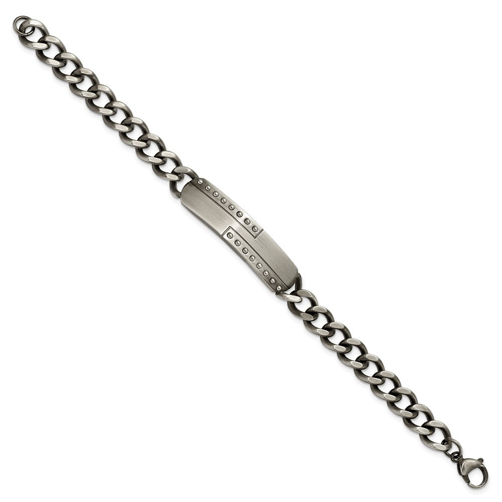 Stainless Steel Matte Finish Gun Metal IP-plated 9in ID Bracelet 9 inches