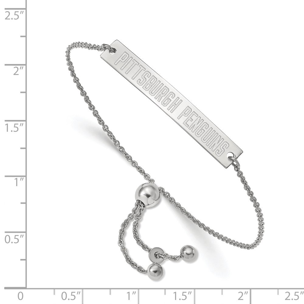 Sterling Silver Rhodium-plated LA Pittsburgh Penguins Small Bar Adjustable 9 inch Bracelet